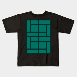 A Brick Orthogonal Pattern - Teal Green Kids T-Shirt